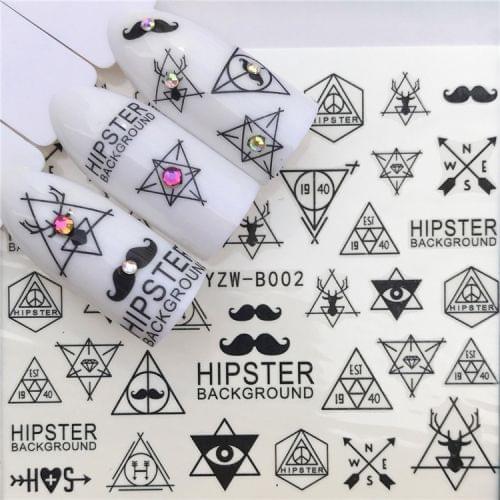 3 PCS Nail Sticker Set Decal Water Transfer Slider Nails Art Decoration, Color:YZWB002