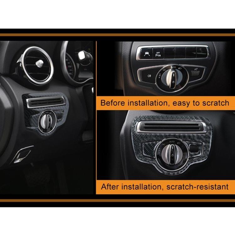 Car Carbon Fiber Headlight Switch Decorative Sticker for Mercedes-Benz C-Class