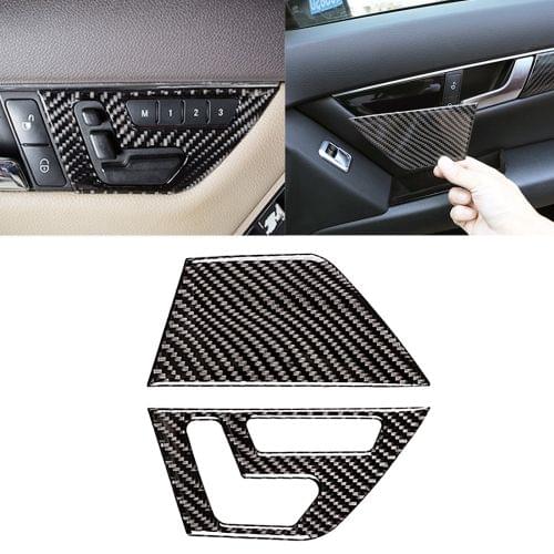 2 PCS Car Front Door Seat Adjustment Frame Carbon Fiber Decorative Sticker for Mercedes-Benz W204