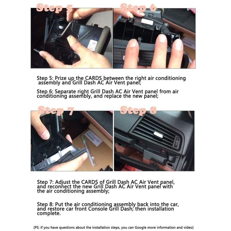Car Plating Center + Right + Left Console Grill Dash AC Air Vent 64229166883 / 64229166884 / 64229166885 for BMW 5 Series, with Installation Tools