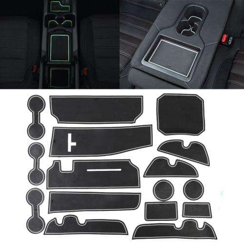 Car Water Cup Gate Slot Mats Plastic White Luminous Anti-Slip Interior Door Pad for Toyota Highlander 2015-2018