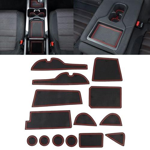 Car Water Cup Gate Slot Mats Plastic Red Anti-Slip Interior Door Pad for Toyota RAV4 2016-2018