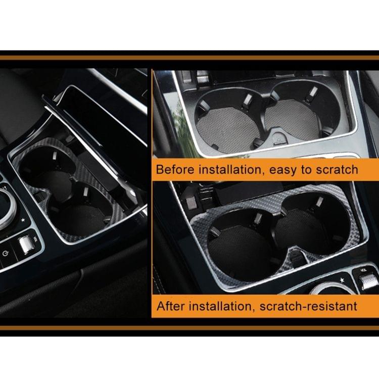 Car Carbon Fiber + German Flag Pattern Water Cup Holder Decorative Sticker for Mercedes-Benz C-Class