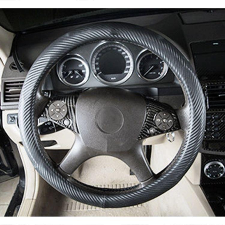 2 PCS Car Steering Wheel Button Carbon Fiber Decorative Sticker for Mercedes-Benz W204