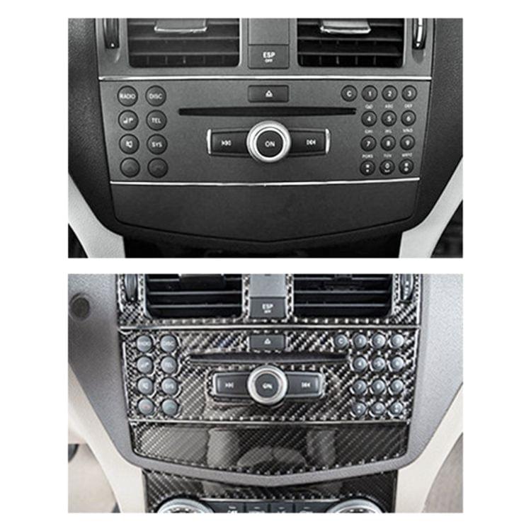 2 PCS Car CD Adjustment Frame Carbon Fiber Decorative Sticker for Mercedes-Benz W204