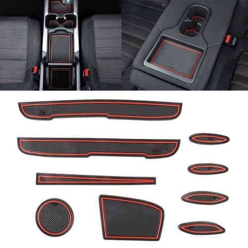 Car Water Cup Gate Slot Mats Plastic Red Anti-Slip Interior Door Pad for Toyota Vios 2014-2016