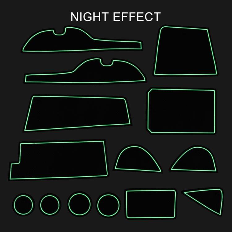 Car Water Cup Gate Slot Mats Plastic White Luminous Anti-Slip Interior Door Pad for Toyota RAV4 2016-2018