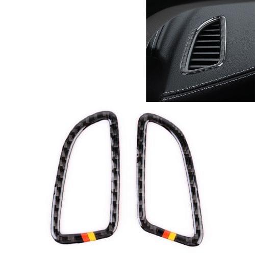 2 PCS Car Carbon Fiber + German Flag Pattern Instrument Console Air Vents Decorative Sticker for Mercedes-Benz C-Class