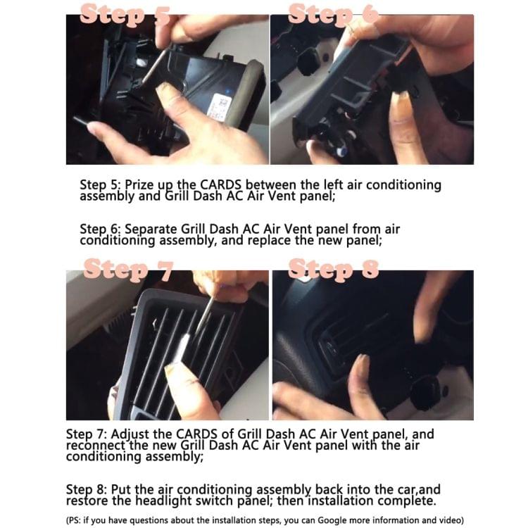 Car Plating Left Console Grill Dash AC Air Vent 642291668835 for BMW 5 Series, with Installation Tools