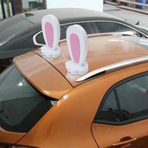 2 PCS Rabbit Ears Shape Car Plastic Decorative Sticker(White)