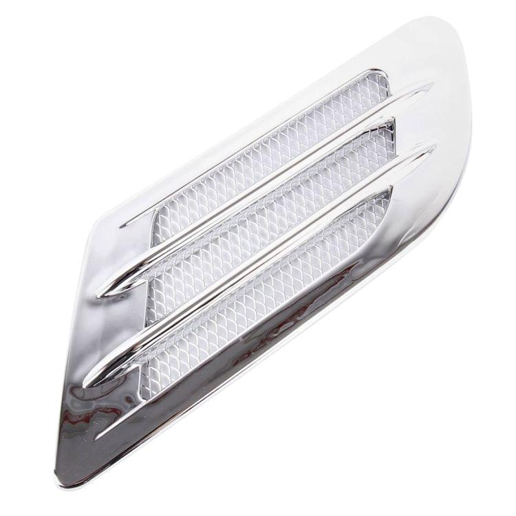 2PCS Euro Style Metal Decorative Air Flow Intake Turbo Bonnet Hood Side Vent Grille Cover With Self-adhesive Sticker(Silver)