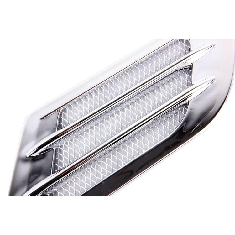 2PCS Euro Style Metal Decorative Air Flow Intake Turbo Bonnet Hood Side Vent Grille Cover With Self-adhesive Sticker(Silver)