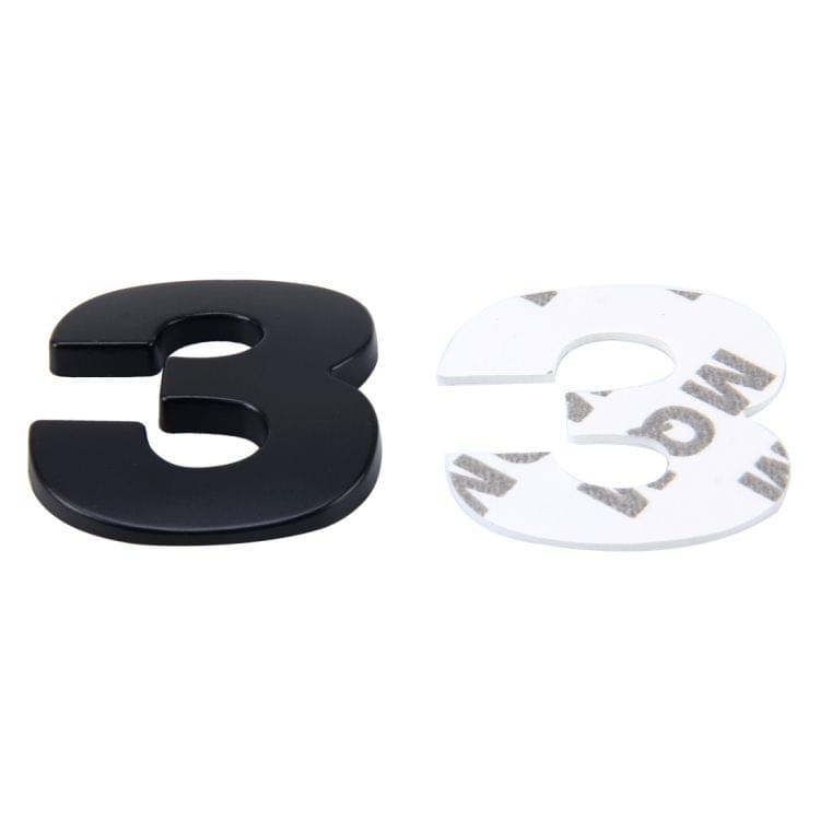 Car Vehicle Badge Emblem 3D Number Three Self-adhesive Sticker Decal, Size: 3.6*4.5*0.5cm