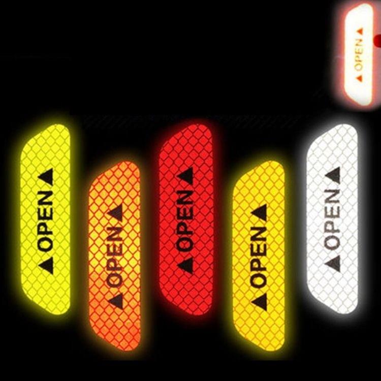 10 PCS OPEN Reflective Tape Warning Mark Bicycle Accessories Car Door Stickers(Yellow)