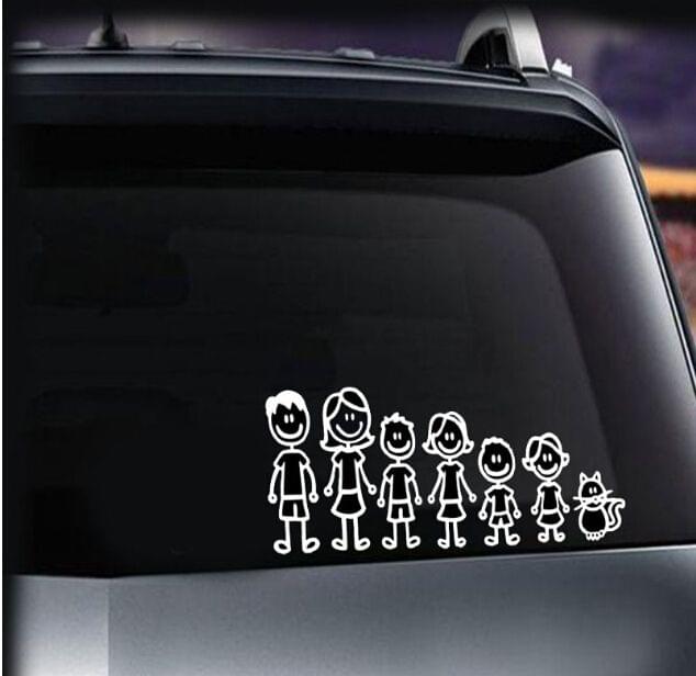 10 PCS Family Member Pattern Vinyl Decorative Reflective Auto Decal Cartoon Car Sticker