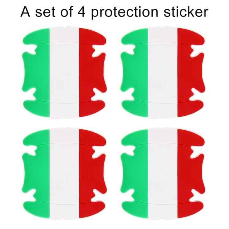 4 PCS Italian Flag Pattern Car-Styling Car Door Handle Scratches Resistant Sticker