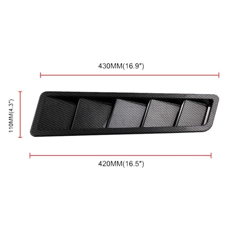 2 PCS Universal Car Air Intake Scoop Bonnet Hood Vent Louver Cooling Panel Trim Set(Carbon Fiber Black)