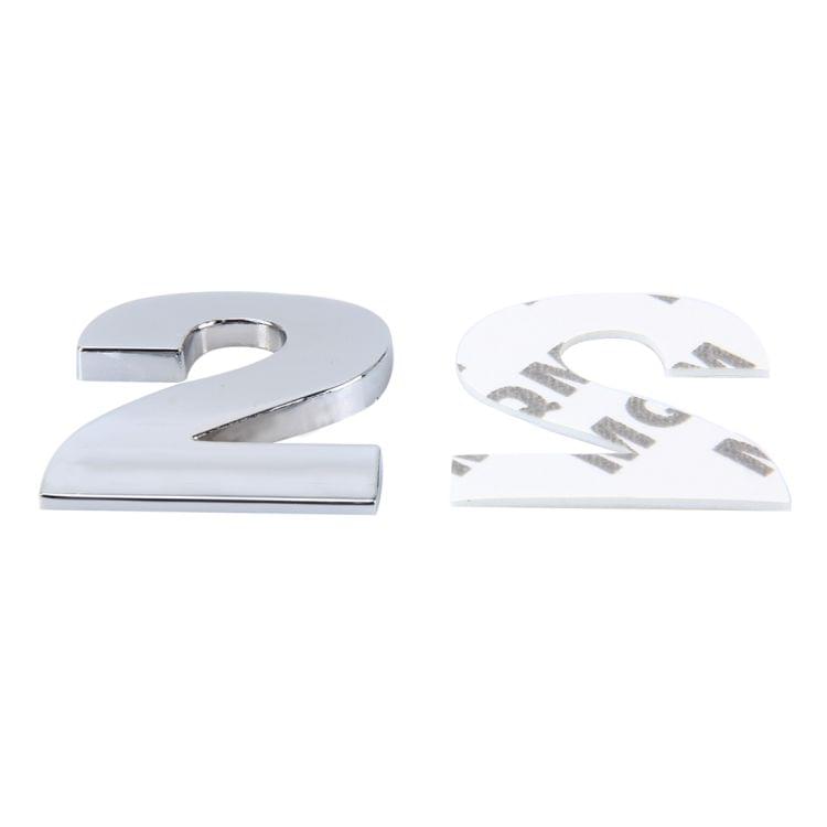 Car Vehicle Badge Emblem 3D Number Two Self-adhesive Sticker Decal, Size: 3.6*4.5*0.5cm