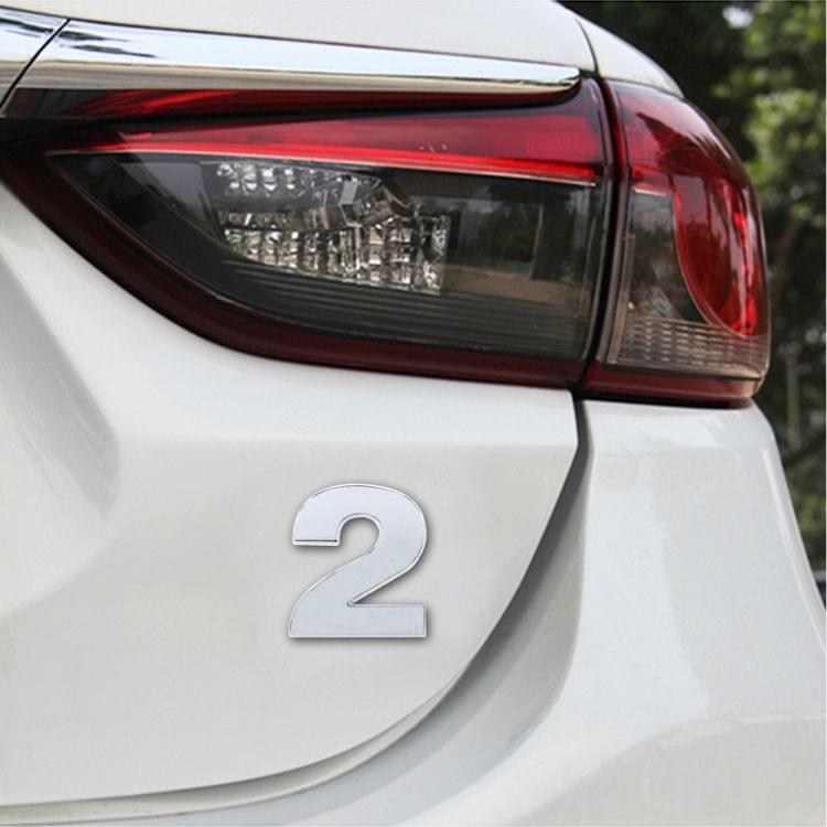 Car Vehicle Badge Emblem 3D Number Two Self-adhesive Sticker Decal, Size: 3.6*4.5*0.5cm