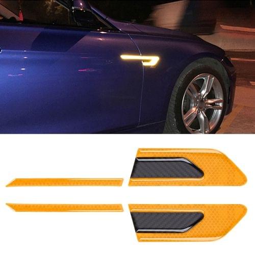 2 PCS Carbon Fiber Car-Styling Fender Reflective Bumper Decorative Strip, External Reflection + Inner Carbon Fiber(Yellow)