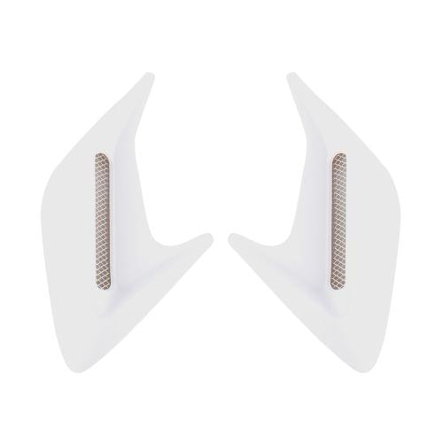 2PCS Plastic Decorative Air Flow Intake Turbo Bonnet Hood Side Vent Grille Cover With Self-adhesive Sticker(White)