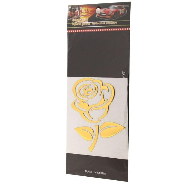 3D Rose Pattern Car Sticker, Size: 10.5cm x 8cm (approx.)(Gold)