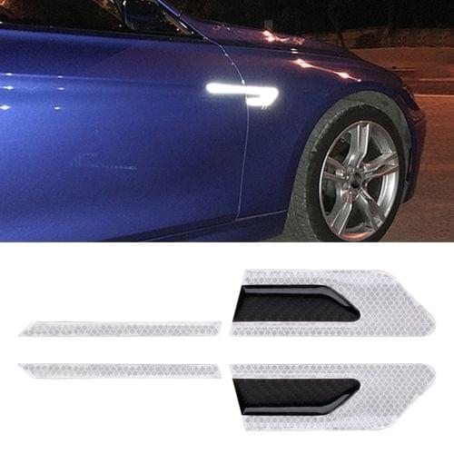 2 PCS Carbon Fiber Car-Styling Fender Reflective Bumper Decorative Strip, External Reflection + Inner Carbon Fiber(White)