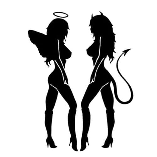 10 PCS QYPF ANGEL DEVIL Sexy Girl Car Sticker Car Styling Decal, Size: 18x14cm(Black)