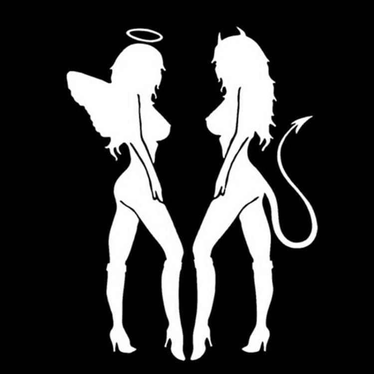 10 PCS QYPF ANGEL DEVIL Sexy Girl Car Sticker Car Styling Decal, Size: 18x14cm(Black)