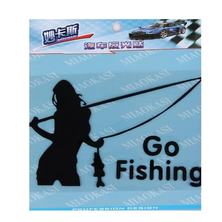 Beauty Go Fishing Styling Reflective Car Sticker, Size: 14cm x 8.5cm(Black)
