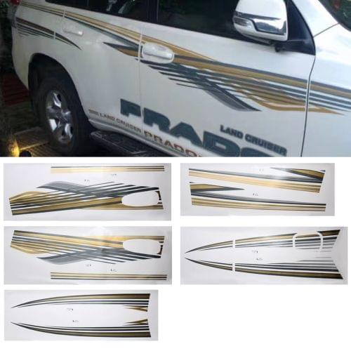5 PCS SUV Body Decorative Strip Brand Car Streamline Shining Sticker for 2010 Version Prado