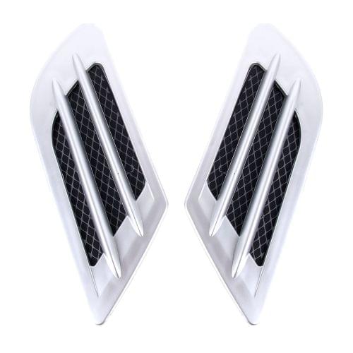 2 PCS Euro Style Plastic Decorative Air Flow Intake Turbo Bonnet Hood Side Vent Grille Cover With Self-adhesive Sticker(Silver)