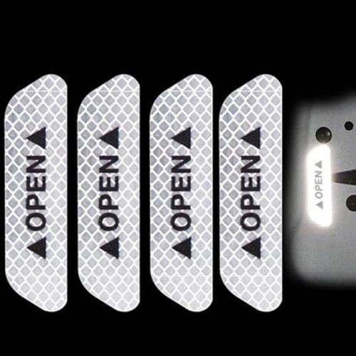 10 PCS OPEN Reflective Tape Warning Mark Bicycle Accessories Car Door Stickers(White)