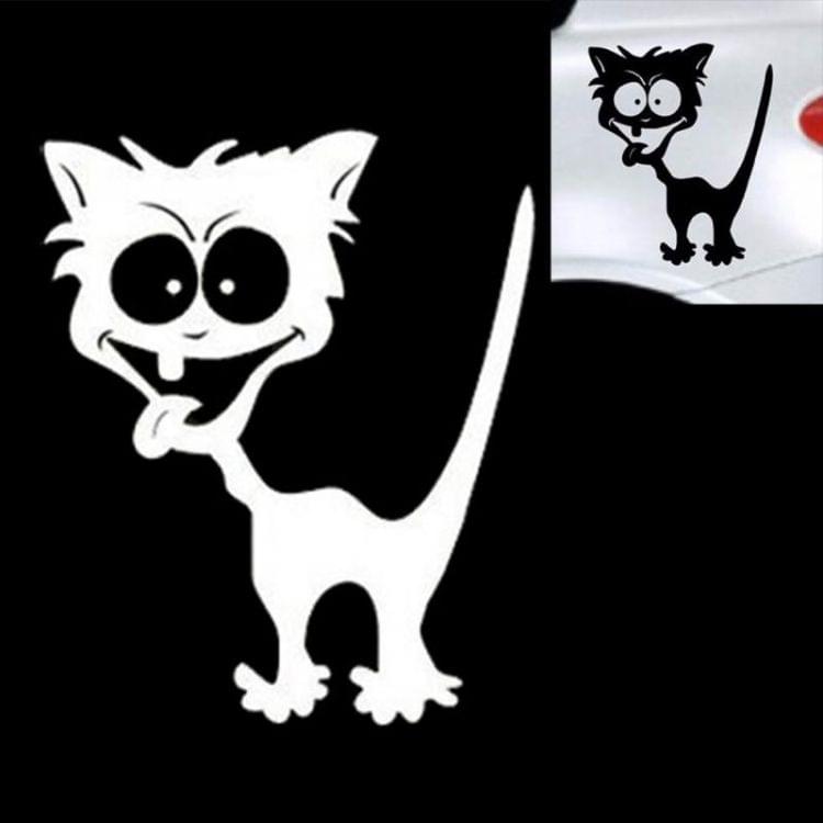 10 PCS Cat Pattern Car Styling Sticker Reflective Waterproof Vinyl Funny Car Sticker, Size: 13×11cm(Black)