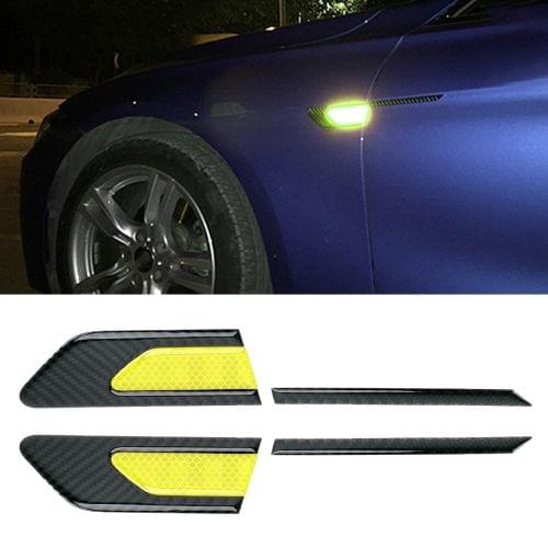 2 PCS Carbon Fiber Car-Styling Fender Reflective Bumper Decorative Strip, Inner Reflection + External Carbon Fiber(Light Yellow)