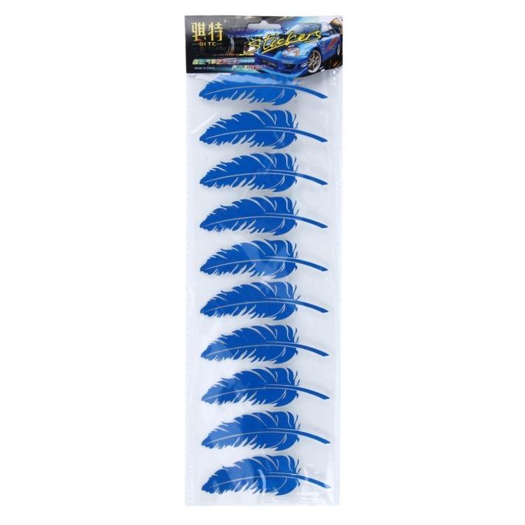 10 PCS Emblem Feather Car Stickers Waterproof Plastic Decal Sticker(Blue)