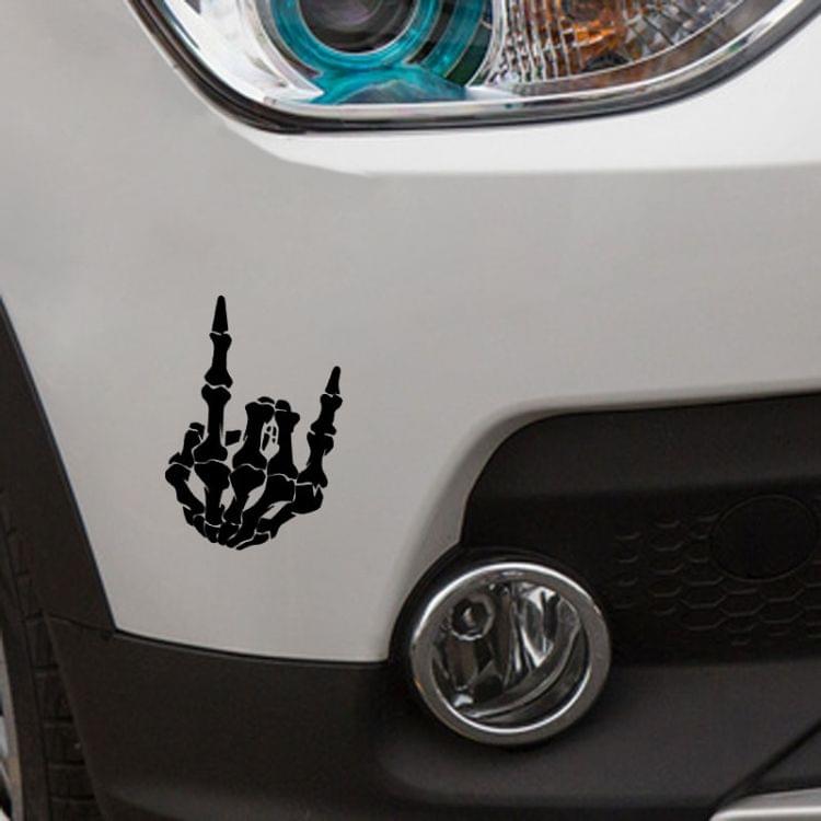 10 PCS QYPF Skull Finger Pattern Car Sticker Vinyl Decoration, Size: 15x9cm(Silver)