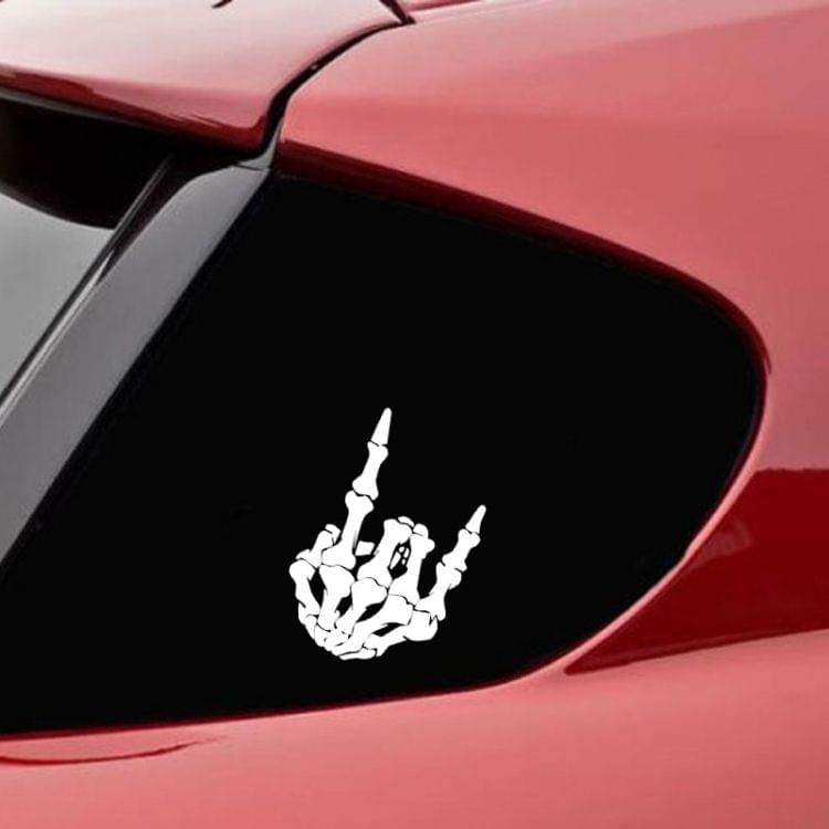 10 PCS QYPF Skull Finger Pattern Car Sticker Vinyl Decoration, Size: 15x9cm(Silver)