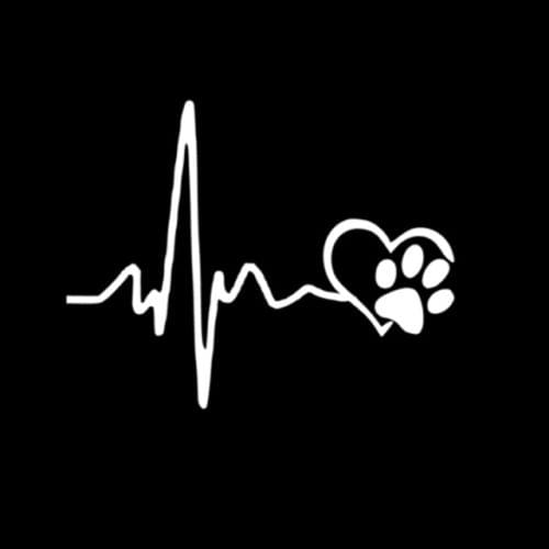 10 PCS YJZT Heartbeat Love Dog Footprints Creative Vinyl Car Sticker Decals,Size: 13×10.3cm(Silver)