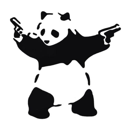 10 PCS Panda with Two Guns 3D Car Window Reflective Cute Animal Sticker