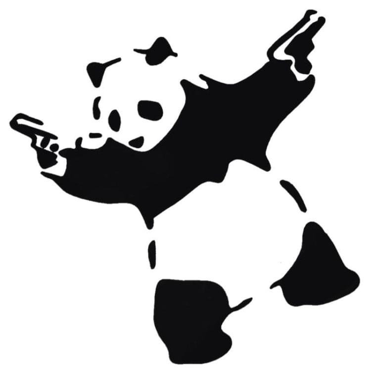 10 PCS Panda with Two Guns 3D Car Window Reflective Cute Animal Sticker