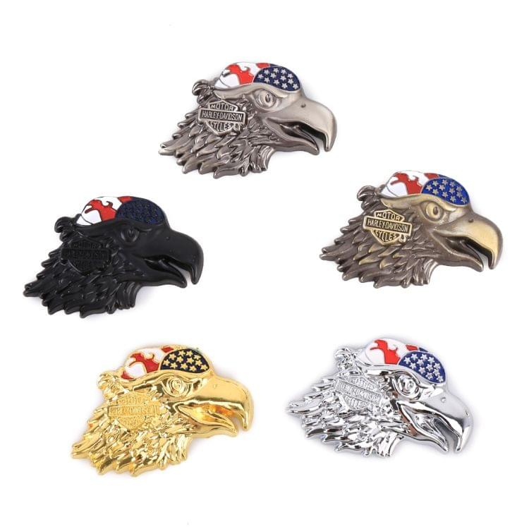 Eagle Head Pattern Car Metal Body Decorative Sticker (Silver Grey)