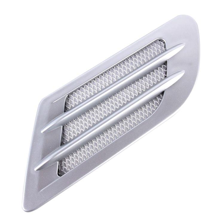 2PCS Euro Style Metal Decorative Air Flow Intake Turbo Bonnet Hood Side Vent Grille Cover With Self-adhesive Sticker(Grey)