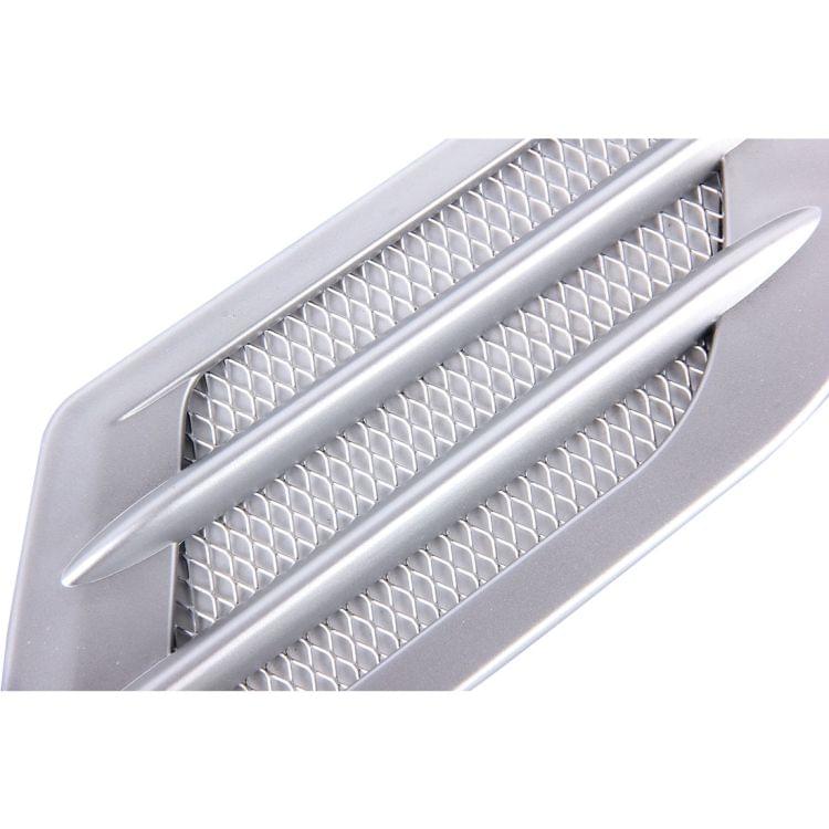 2PCS Euro Style Metal Decorative Air Flow Intake Turbo Bonnet Hood Side Vent Grille Cover With Self-adhesive Sticker(Grey)