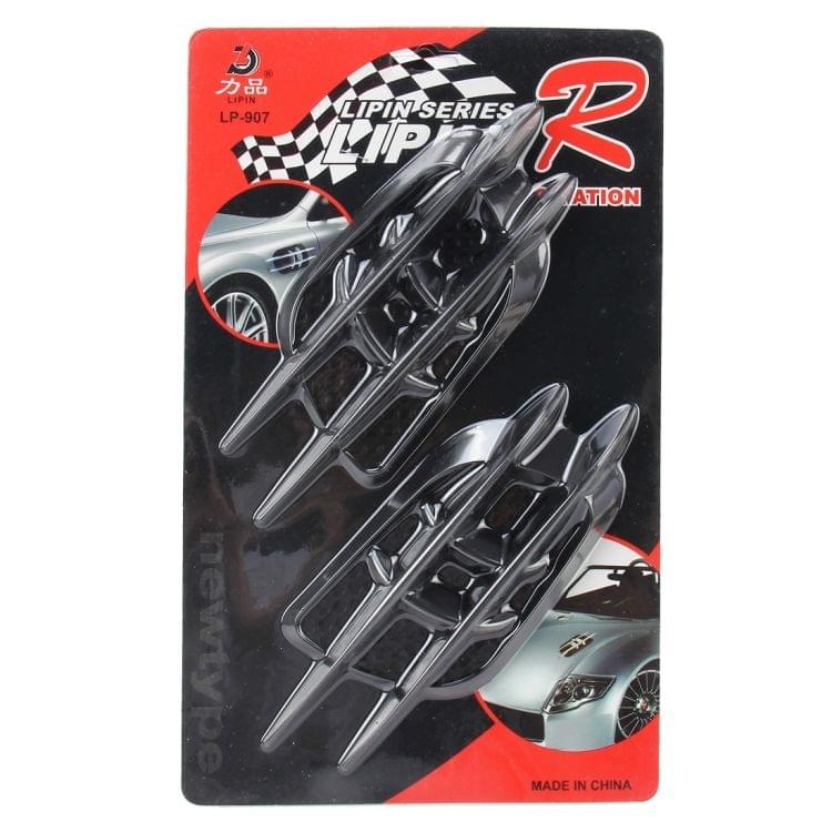 OUSHIBA OB-514 2 PCS JDM Style Car Decorative Air Flow Intake Turbo Bonnet Hood Side Vent Grille Cover Sticker(Black)
