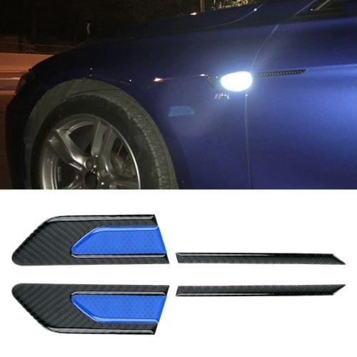 2 PCS Carbon Fiber Car-Styling Fender Reflective Bumper Decorative Strip, Inner Reflection + External Carbon Fiber(Blue)