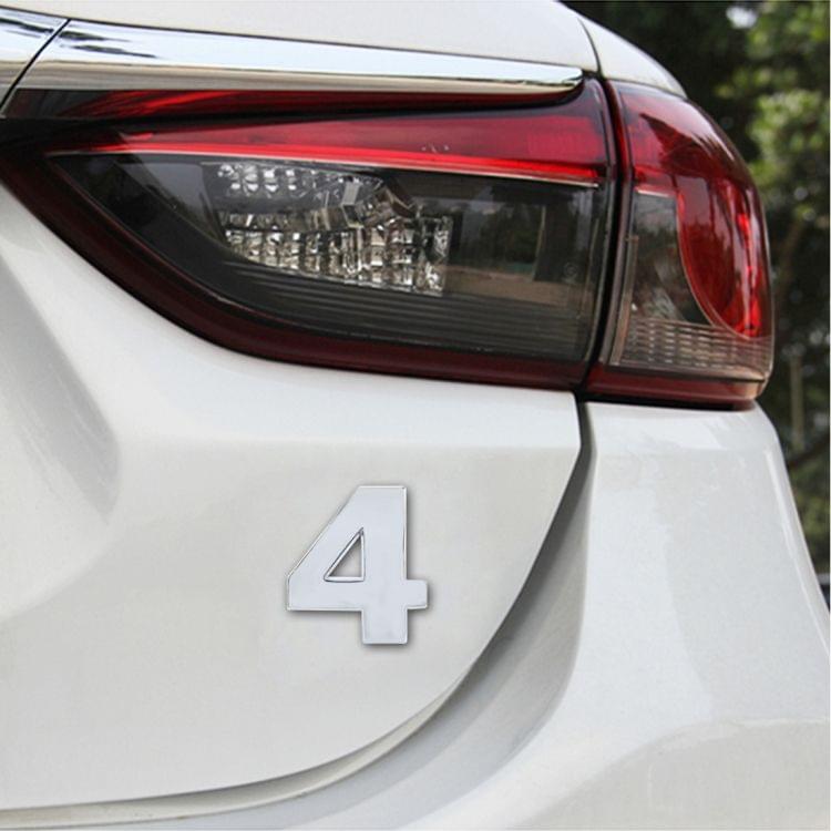 Car Vehicle Badge Emblem 3D Number Four Self-adhesive Sticker Decal, Size: 3.6*4.5*0.5cm