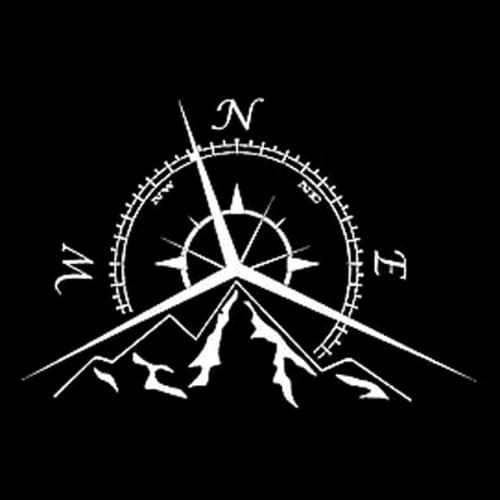 5 PCS NSWE Fashion Mountains Compass Rose Decal Nautical Compass Navigate Car Sticker, Size: 13.7x9.4cm(Silver)