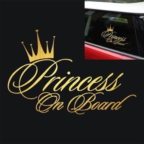 Princess Baby Pattern Car Decal Reflective Laser Vinyl Car Sticker, Size: 16.5x10.9cm(Gold)