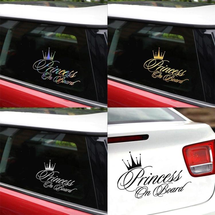 Princess Baby Pattern Car Decal Reflective Laser Vinyl Car Sticker, Size: 16.5x10.9cm(Gold)
